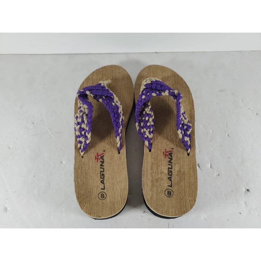 Laguna Sandal Womens S 8 Tan Thong Slip On‎ Wedge Flip Flop Casual Comfort